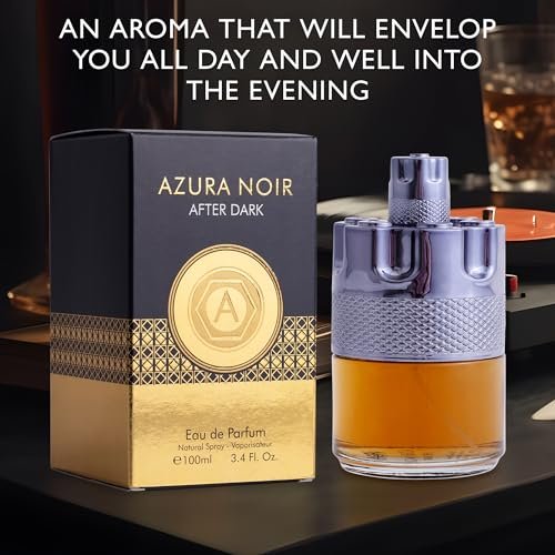 Azura Noir After Dark Eau De Parfum for Men - Woody Spicy Long-Lasting Cologne, Top Notes of Lemon, Mandarin Orange, Lavender & Cinnamon, 100ml Avelisse