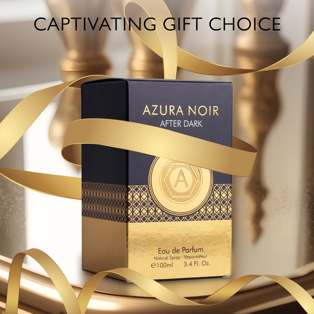 Azura Noir After Dark Eau De Parfum for Men - Woody Spicy Long-Lasting Cologne, Top Notes of Lemon, Mandarin Orange, Lavender & Cinnamon, 100ml Avelisse