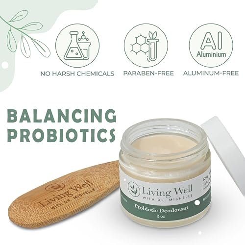 Living Well with Dr. Michelle Probiotic Whole Body Deodorant Cream | Unscented, Aluminum-Free & Paraben-Free | Natural Deodorant for Sensitive Skin, Underarms & Beyond Avelisse