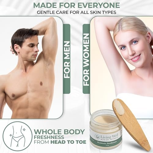 Living Well with Dr. Michelle Probiotic Whole Body Deodorant Cream | Unscented, Aluminum-Free & Paraben-Free | Natural Deodorant for Sensitive Skin, Underarms & Beyond Avelisse