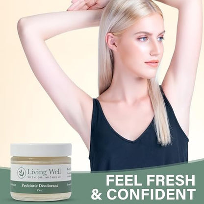 Living Well with Dr. Michelle Probiotic Whole Body Deodorant Cream | Unscented, Aluminum-Free & Paraben-Free | Natural Deodorant for Sensitive Skin, Underarms & Beyond Avelisse