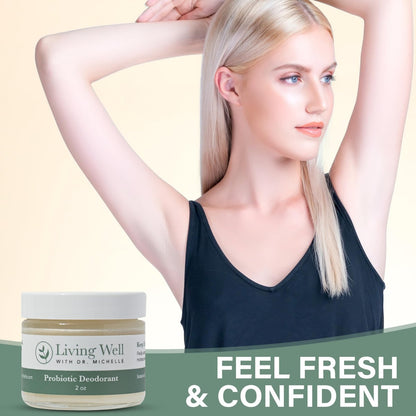 Living Well with Dr. Michelle Probiotic Whole Body Deodorant Cream | Unscented, Aluminum-Free & Paraben-Free | Natural Deodorant for Sensitive Skin, Underarms & Beyond Avelisse