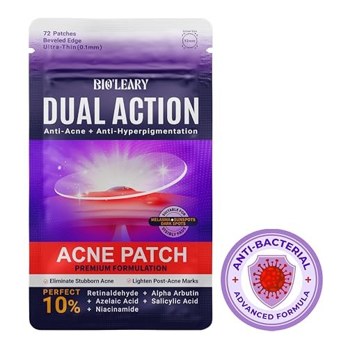 BIO'LEARY FSA HSA Acne Treatment | Anti-Bacterial Pimple Patches | Fast Acne Drying Treatment | Dual Action Acne Patch | Hydrocolloid Spot Cover | Zit Stickers | 72 Counts - görsel 2