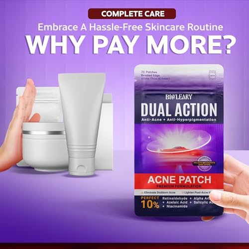 BIO'LEARY FSA HSA Acne Treatment | Anti-Bacterial Pimple Patches | Fast Acne Drying Treatment | Dual Action Acne Patch | Hydrocolloid Spot Cover | Zit Stickers | 72 Counts - görsel 18