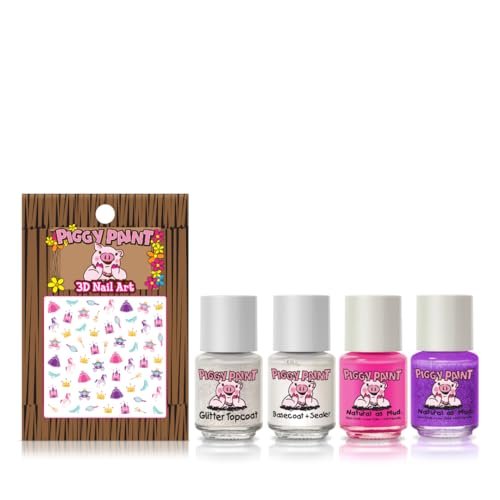 Piggy Paint Showstopper Starter Set: 100% Non-Toxic, Cruelty-Free Kids Nail Polish (4-Pack) Avelisse