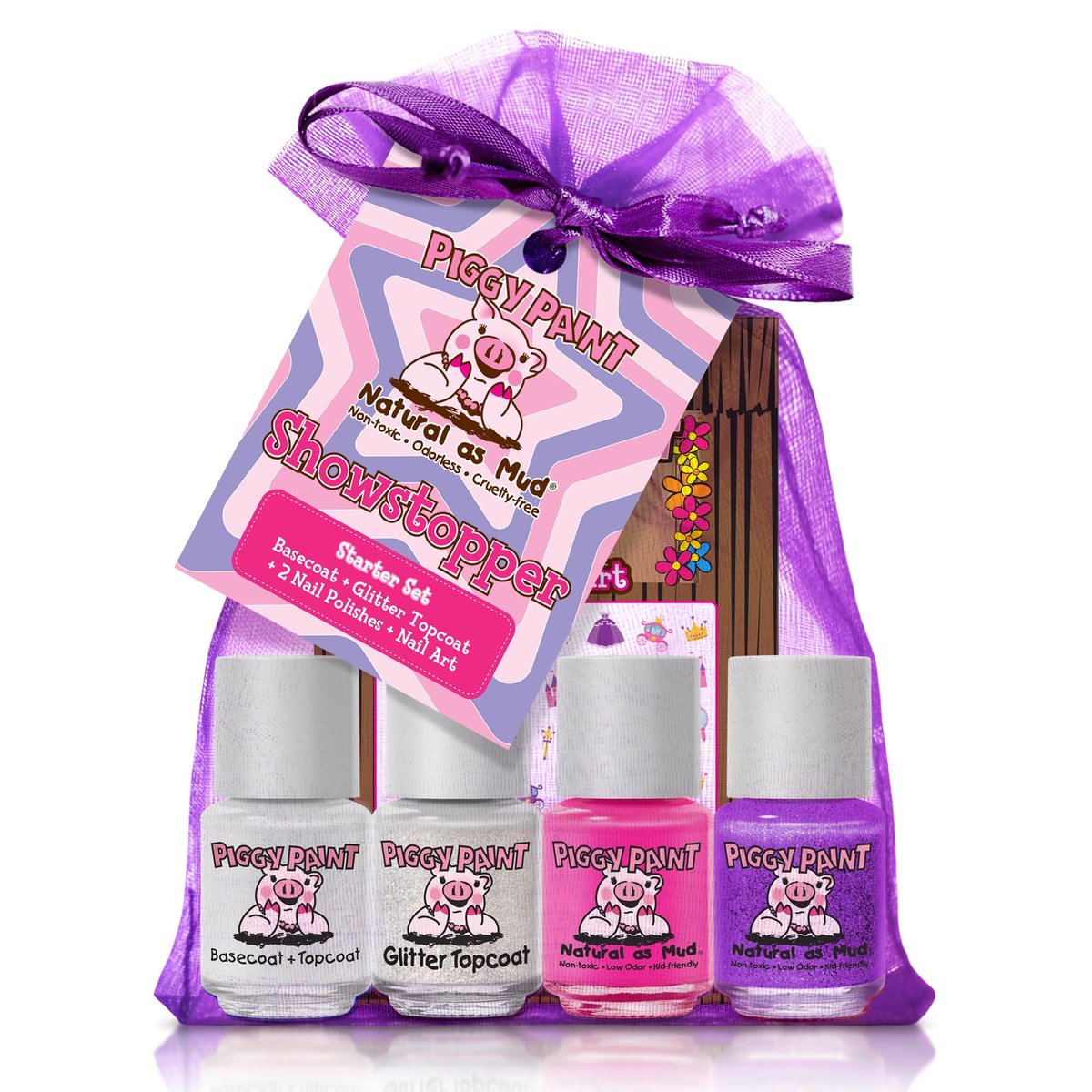 Piggy Paint Showstopper Starter Set: 100% Non-Toxic, Cruelty-Free Kids Nail Polish (4-Pack) Avelisse