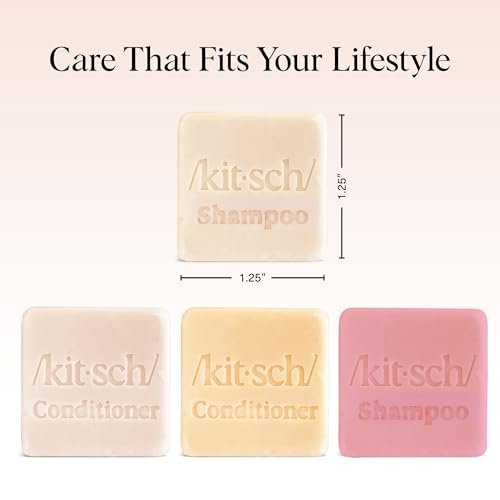 Kitsch Shampoo and Conditioner Set - 4pc Sampler Bars: Rice Water, Castor Oil & Coconut Oil for Hair Growth, Repair & Moisture - Bottle-Free Beauty Avelisse