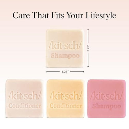 Kitsch Shampoo and Conditioner Set - 4pc Sampler Bars: Rice Water, Castor Oil & Coconut Oil for Hair Growth, Repair & Moisture - Bottle-Free Beauty Avelisse