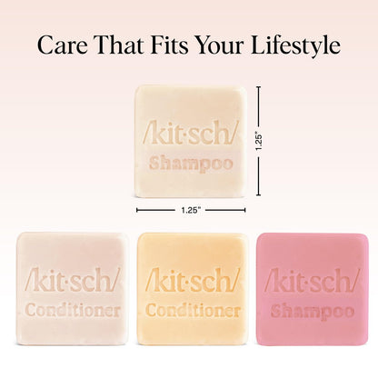 Kitsch Shampoo and Conditioner Set - 4pc Sampler Bars: Rice Water, Castor Oil & Coconut Oil for Hair Growth, Repair & Moisture - Bottle-Free Beauty Avelisse