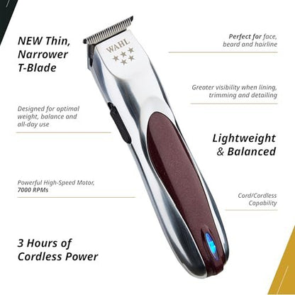 Wahl Professional 5 Star Align Trimmer - Cordless Narrow T-Blade Trimmer for Precision Beard & Mustache Grooming Avelisse