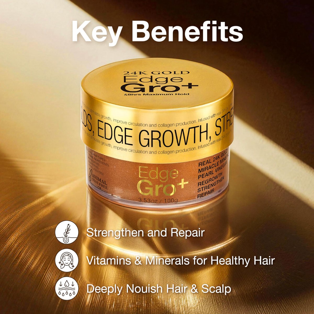 Lux Collection Edge Control Gel for 4C Hair - Maximum Hold 48 Hour Edge Control with Castor Oil & Biotin, 3.53 oz - görsel 3