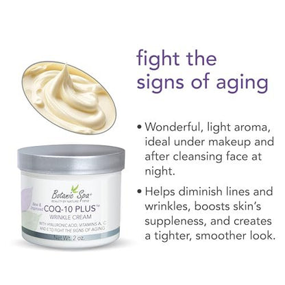 Botanic Spa CoQ-10 Plus Wrinkle Cream – Hyaluronic Acid, Vitamins A, C & E – Diminish Lines & Wrinkles – 2 oz