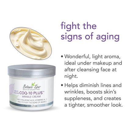 Botanic Spa CoQ-10 Plus Wrinkle Cream – Hyaluronic Acid, Vitamins A, C & E – Diminish Lines & Wrinkles – 2 oz