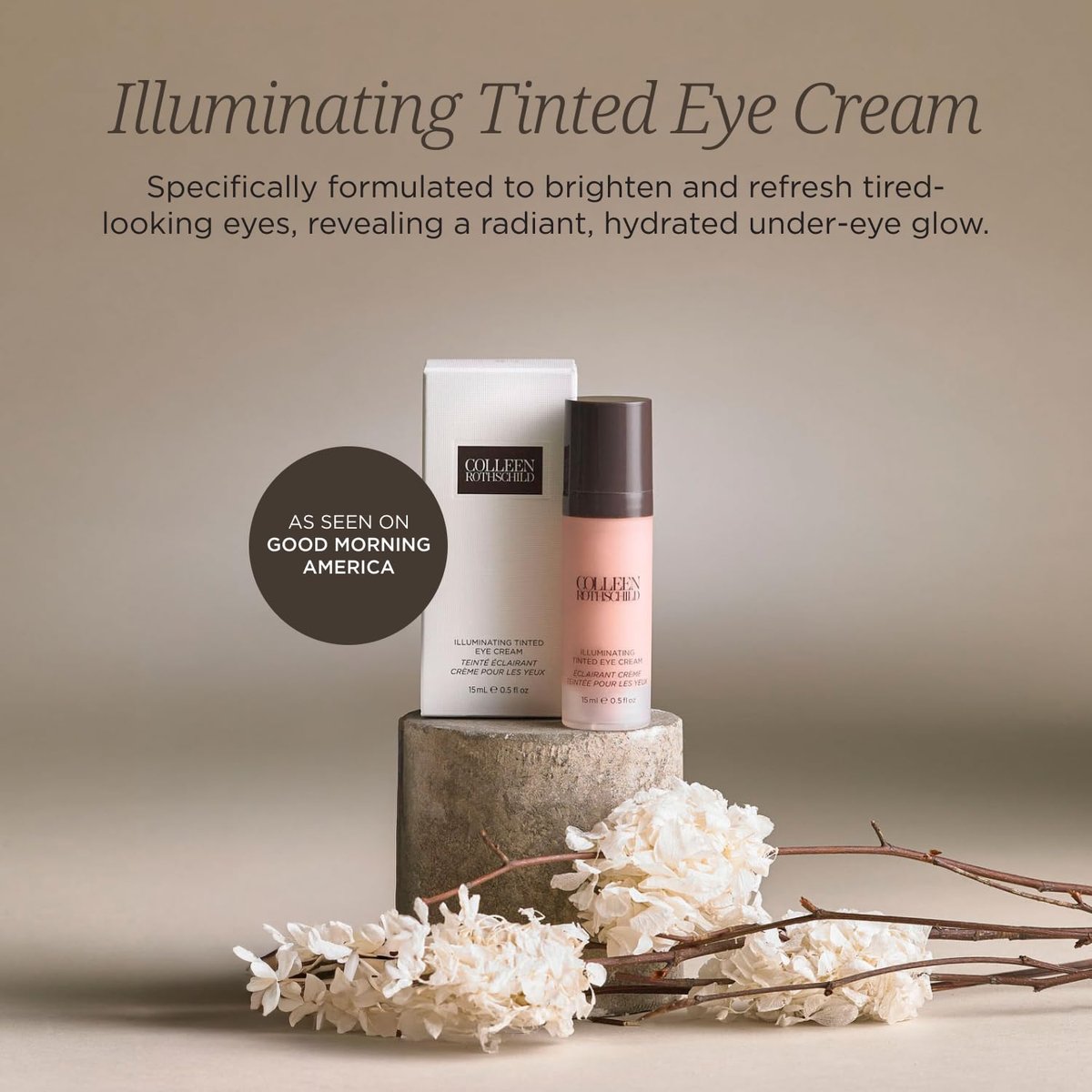 COLLEEN ROTHSCHILD Illuminating Tinted Eye Cream - Instant Brightening, Dark Circle Reduction with Hyaluronic Acid, Caffeine, and Peptides (0.5 fl oz) Avelisse