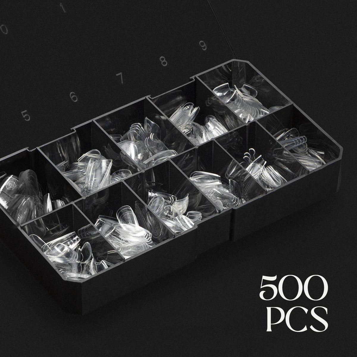 Aprés Gel-X Natural Coffin Short Tip Box - 500pc Gel-X Nail Tips, 11 Sizes 00-9, Clear Avelisse