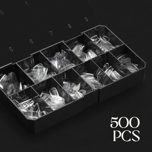Aprés Gel-X Natural Coffin Short Tip Box - 500pc Gel-X Nail Tips, 11 Sizes 00-9, Clear Avelisse