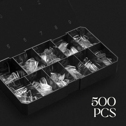 Apres Gel-X Natural Square Extra Short Tip Box (500pc) – 11 Sizes 00-9, Premium Gel Nail Tips Avelisse