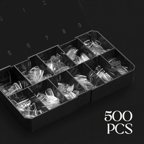 Apres Gel-X Natural Square Extra Short Tip Box (500pc) – 11 Sizes 00-9, Premium Gel Nail Tips Avelisse