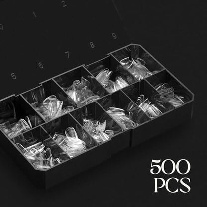 Apres Gel-X Natural Square Extra Short Tip Box (500pc) – 11 Sizes 00-9, Premium Gel Nail Tips Avelisse