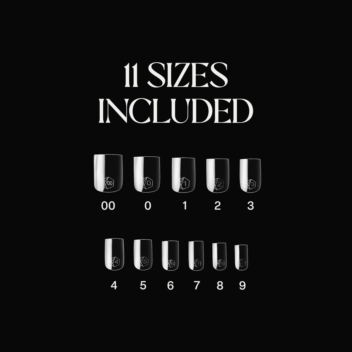 Apres Gel-X Natural Square Extra Short Tip Box (500pc) – 11 Sizes 00-9, Premium Gel Nail Tips Avelisse