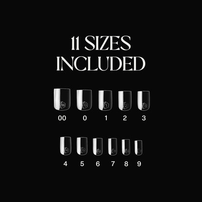 Apres Gel-X Natural Square Extra Short Tip Box (500pc) – 11 Sizes 00-9, Premium Gel Nail Tips Avelisse