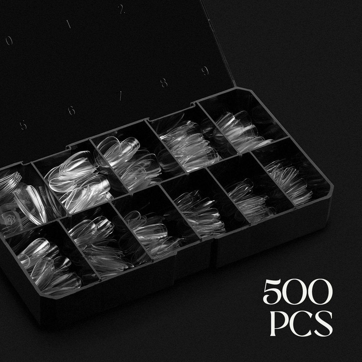 Aprés Gel-X Natural Stiletto Short Tip Box - 500pc Gel-X Nail Tips, 11 Sizes 00-9, Premium Clear Plastic Avelisse