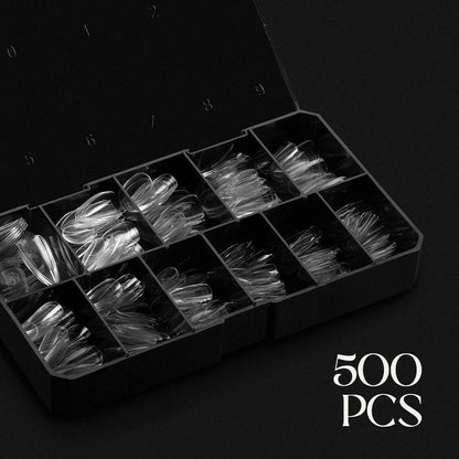 Aprés Gel-X Natural Stiletto Short Tip Box - 500pc Gel-X Nail Tips, 11 Sizes 00-9, Premium Clear Plastic Avelisse