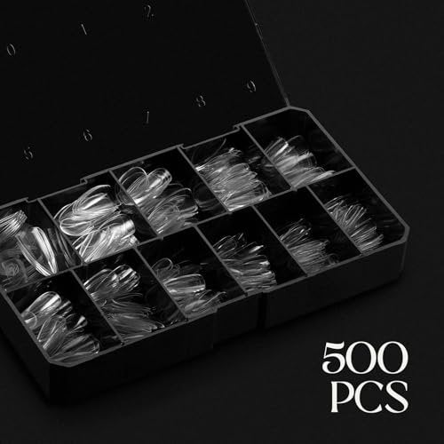 Aprés Gel-X Natural Stiletto Short Tip Box - 500pc Gel-X Nail Tips, 11 Sizes 00-9, Premium Clear Plastic Avelisse