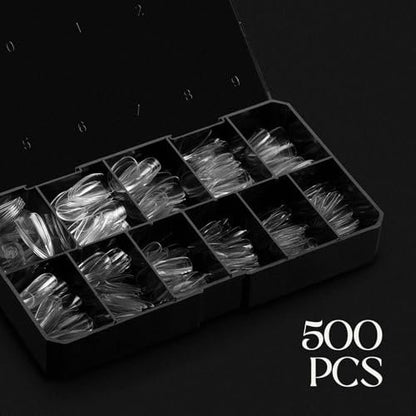 Aprés Gel-X Natural Stiletto Short Tip Box - 500pc Gel-X Nail Tips, 11 Sizes 00-9, Premium Clear Plastic Avelisse