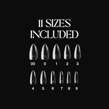 Aprés Gel-X Natural Stiletto Short Tip Box - 500pc Gel-X Nail Tips, 11 Sizes 00-9, Premium Clear Plastic Avelisse