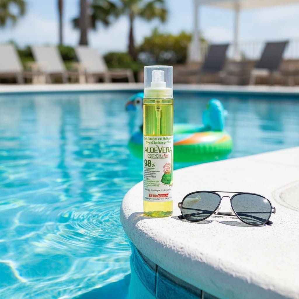 BioMiracle 98% Organic Aloe Vera Mist (3.9 oz x 3) – Cooling Sunburn Relief, Hydrating Face Spray with Vitamins C & E for Dry or Irritated Skin Avelisse
