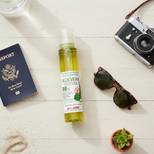 BioMiracle 98% Organic Aloe Vera Mist (3.9 oz x 3) – Cooling Sunburn Relief, Hydrating Face Spray with Vitamins C & E for Dry or Irritated Skin Avelisse