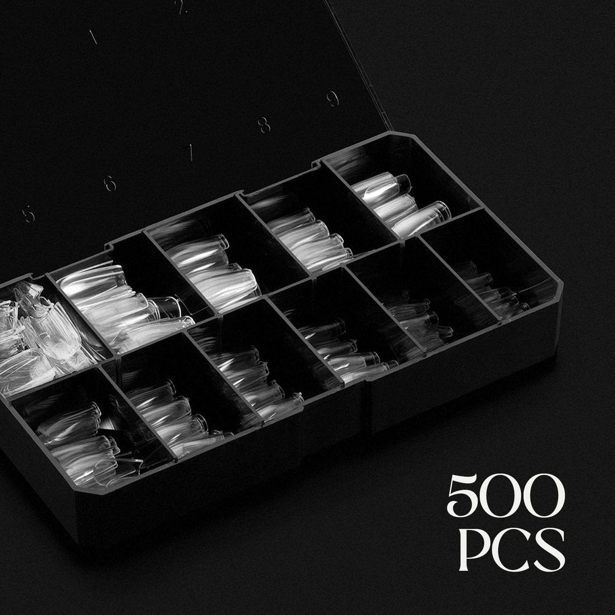 Aprés Gel-X® Scupted Square Medium Tip Box | 500pc Premium Nail Tips, 11 Sizes 00-9 | Clear Plastic Avelisse