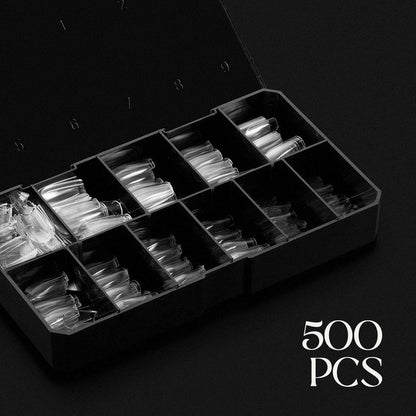Aprés Gel-X® Scupted Square Medium Tip Box | 500pc Premium Nail Tips, 11 Sizes 00-9 | Clear Plastic Avelisse