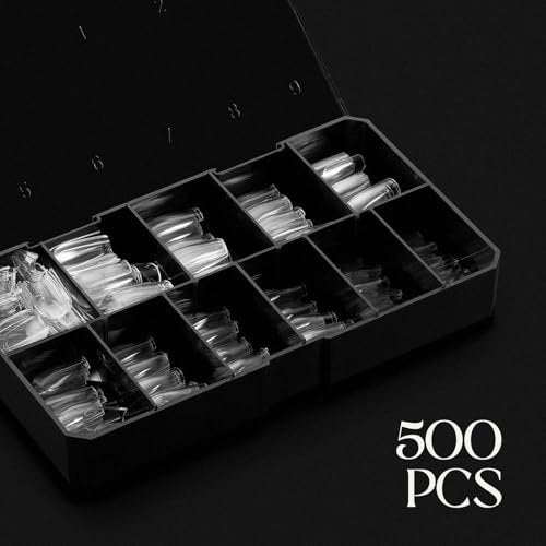 Aprés Gel-X® Scupted Square Medium Tip Box | 500pc Premium Nail Tips, 11 Sizes 00-9 | Clear Plastic Avelisse