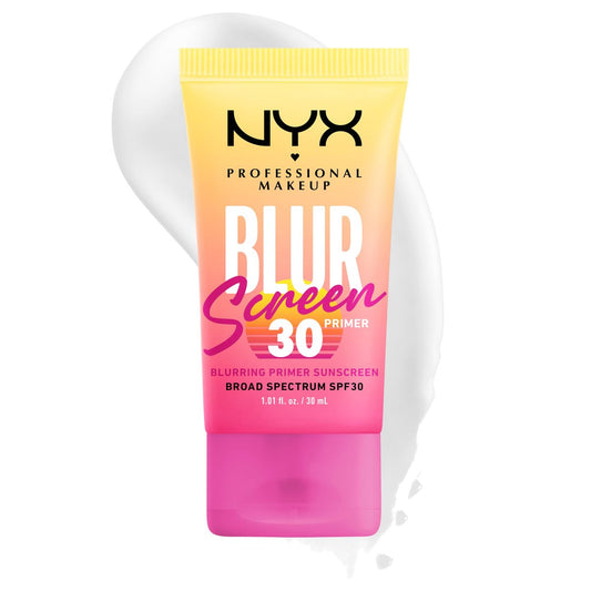 NYX PROFESSIONAL MAKEUP Blurscreen SPF 30 Primer – 3-in-1 Blurring Primer with Sunscreen, Vegan, No White Cast, Clear, 0.34 oz (Pack of 3)