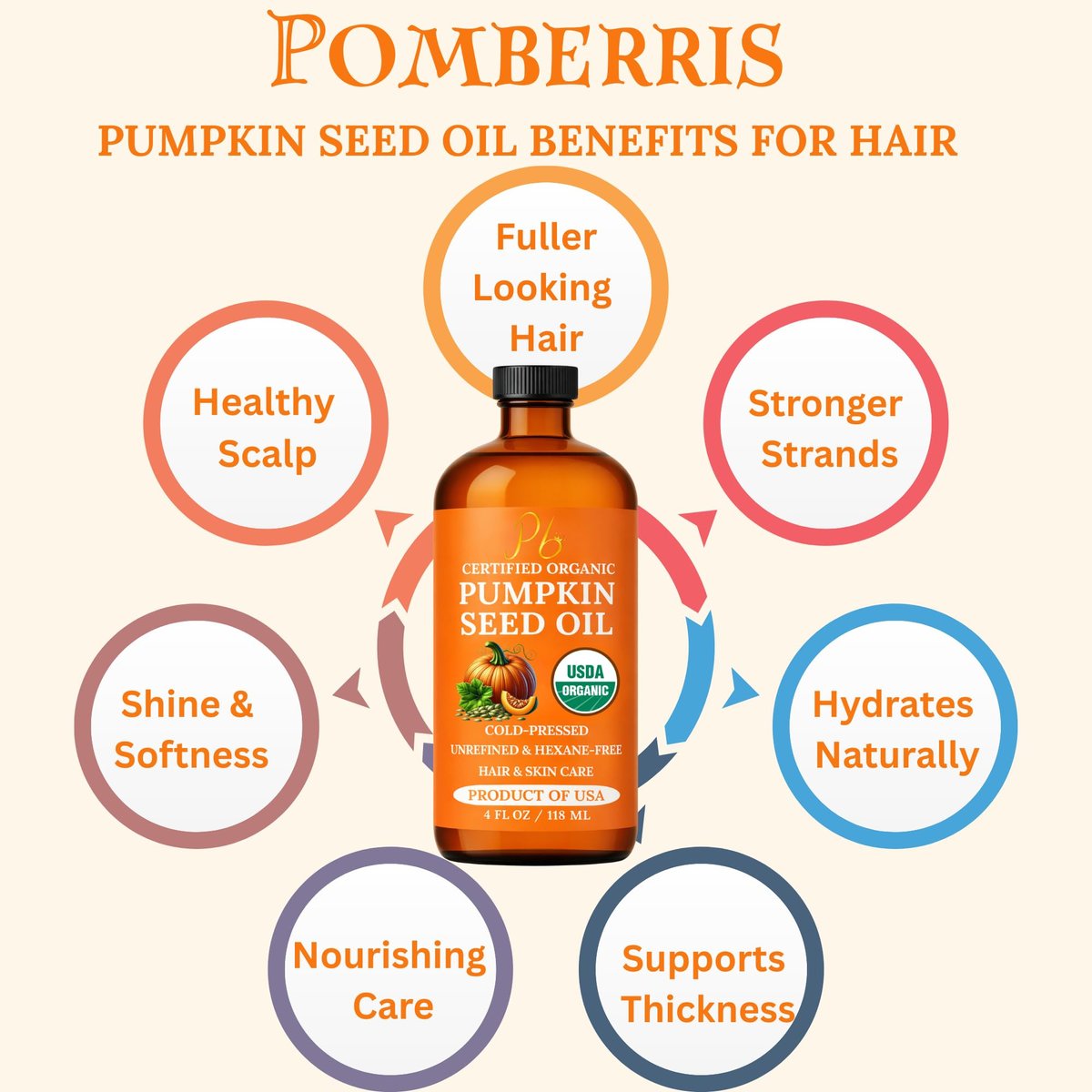 Pumpkin Seed Oil – USDA Organic, Cold-Pressed & 100% Pure, Unrefined, Pumpkin Oil for Hair Growth, Dry Skin & Face – Natural Anti-Aging Moisturizer & Hair Oil for Dry, Damaged Hair – Glass Bottle - görsel 13