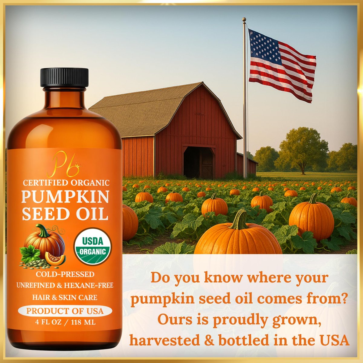Pumpkin Seed Oil – USDA Organic, Cold-Pressed & 100% Pure, Unrefined, Pumpkin Oil for Hair Growth, Dry Skin & Face – Natural Anti-Aging Moisturizer & Hair Oil for Dry, Damaged Hair – Glass Bottle - görsel 3