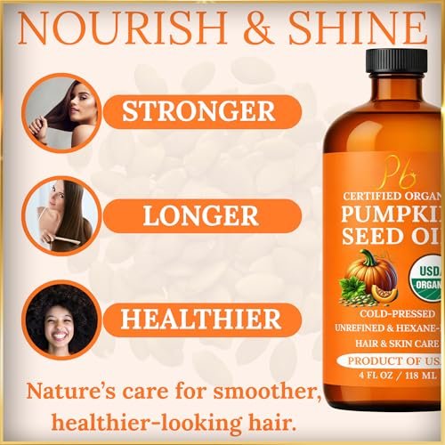 Pumpkin Seed Oil – USDA Organic, Cold-Pressed & 100% Pure, Unrefined, Pumpkin Oil for Hair Growth, Dry Skin & Face – Natural Anti-Aging Moisturizer & Hair Oil for Dry, Damaged Hair – Glass Bottle - görsel 16