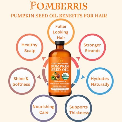 Pumpkin Seed Oil – USDA Organic, Cold-Pressed & 100% Pure, Unrefined, Pumpkin Oil for Hair Growth, Dry Skin & Face – Natural Anti-Aging Moisturizer & Hair Oil for Dry, Damaged Hair – Glass Bottle - görsel 14