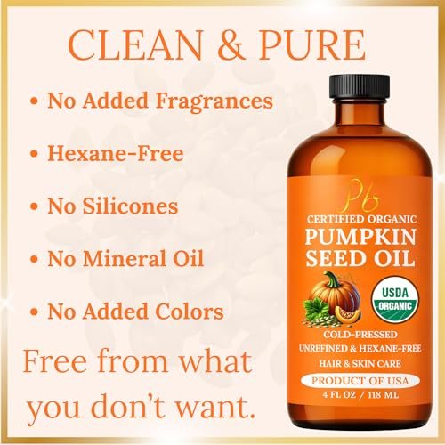 Pumpkin Seed Oil – USDA Organic, Cold-Pressed & 100% Pure, Unrefined, Pumpkin Oil for Hair Growth, Dry Skin & Face – Natural Anti-Aging Moisturizer & Hair Oil for Dry, Damaged Hair – Glass Bottle - görsel 12