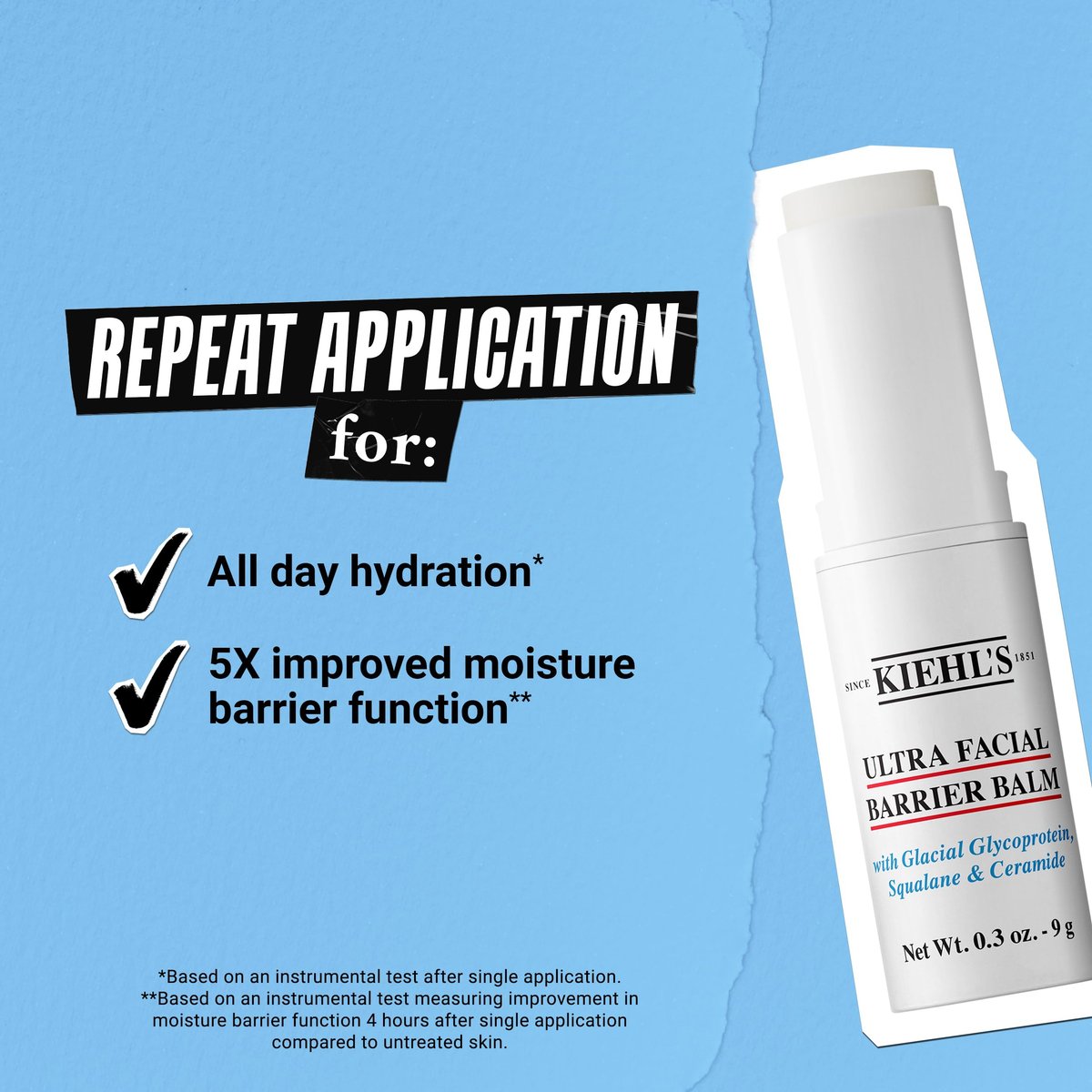 Kiehl's Ultra Facial Skin Barrier Repair Balm - On-the-Go Stick, All-Day Hydration with Squalane & Ceramides, Wear Under or Over Makeup, 0.3 oz Avelisse