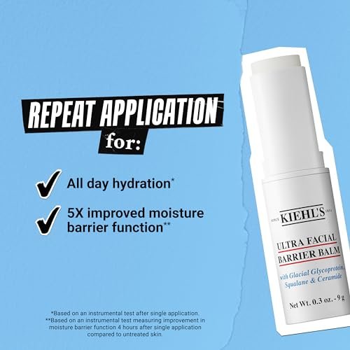 Kiehl's Ultra Facial Skin Barrier Repair Balm - On-the-Go Stick, All-Day Hydration with Squalane & Ceramides, Wear Under or Over Makeup, 0.3 oz Avelisse