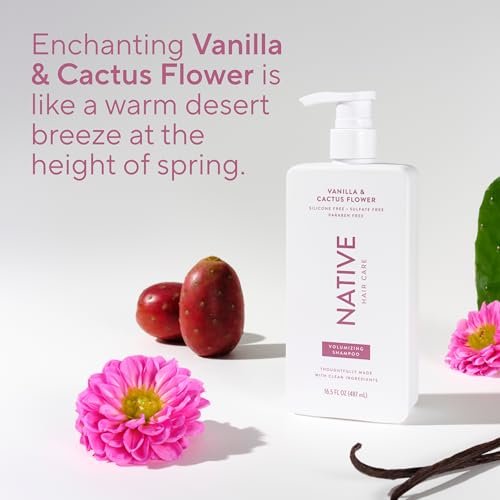 Native Vanilla & Cactus Flower Shampoo and Conditioner Set – Naturally Derived, Sulfate-Free & Dye-Free for All Hair Types – 2-Pack (16.5 Fl Oz Each) - görsel 18