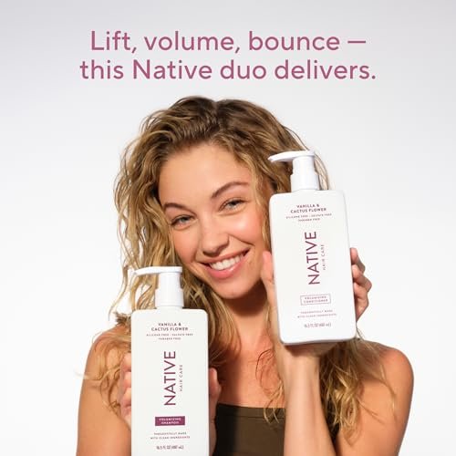 Native Vanilla & Cactus Flower Shampoo and Conditioner Set – Naturally Derived, Sulfate-Free & Dye-Free for All Hair Types – 2-Pack (16.5 Fl Oz Each) - görsel 12