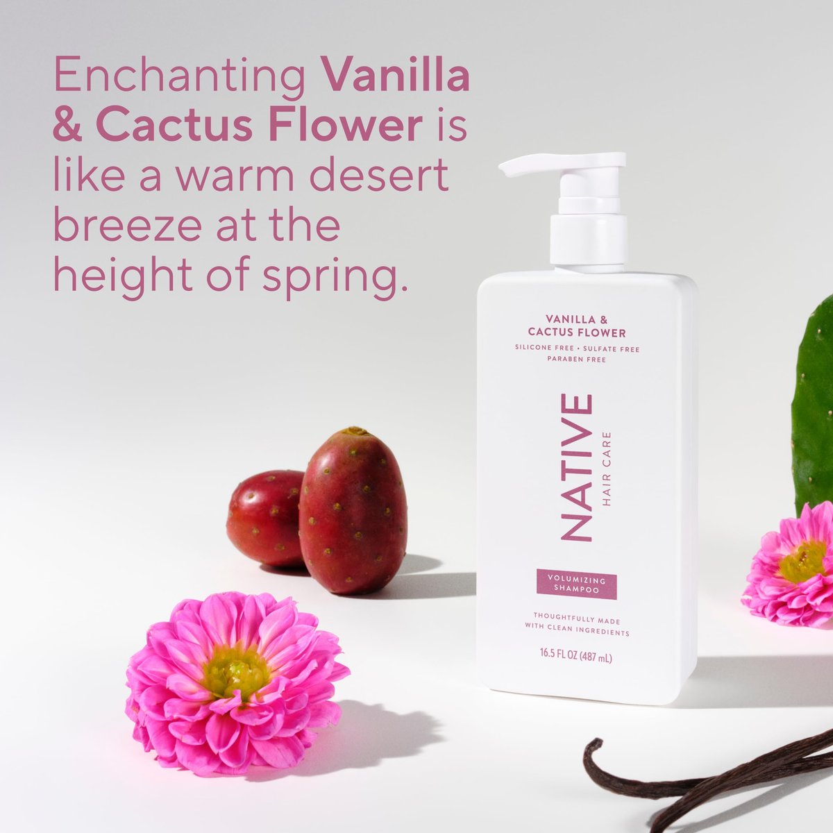 Native Vanilla & Cactus Flower Shampoo and Conditioner Set – Naturally Derived, Sulfate-Free & Dye-Free for All Hair Types – 2-Pack (16.5 Fl Oz Each) - görsel 17
