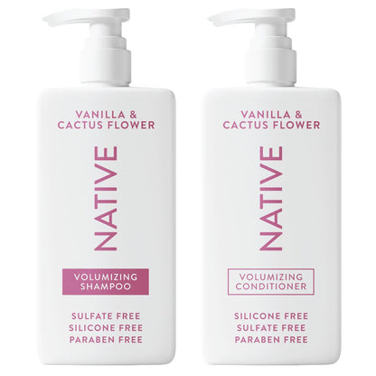 Native Vanilla & Cactus Flower Shampoo and Conditioner Set – Naturally Derived, Sulfate-Free & Dye-Free for All Hair Types – 2-Pack (16.5 Fl Oz Each)