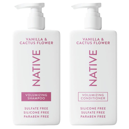 Native Vanilla & Cactus Flower Shampoo and Conditioner Set – Naturally Derived, Sulfate-Free & Dye-Free for All Hair Types – 2-Pack (16.5 Fl Oz Each)