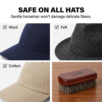 Lids Premium Horsehair Hat Brush – Soft Bristle Wood Handle Felt Hat Cleaner for Cowboy, Felt, Wool Fedoras, Baseball Caps & Snapbacks