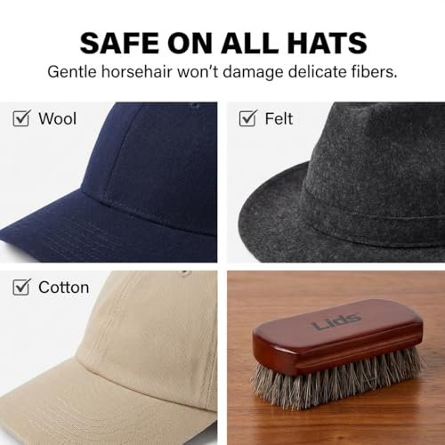 Lids Premium Horsehair Hat Brush – Soft Bristle Wood Handle Felt Hat Cleaner for Cowboy, Felt, Wool Fedoras, Baseball Caps & Snapbacks - görsel 10